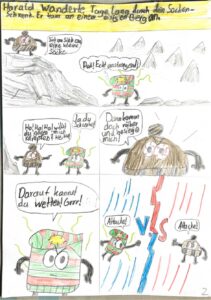 Comic von Lou G., Linus G., Justus C. & Tiago J.G., Rolandschule, Düsseldorf – Bester Comic 9/10 Jahre
