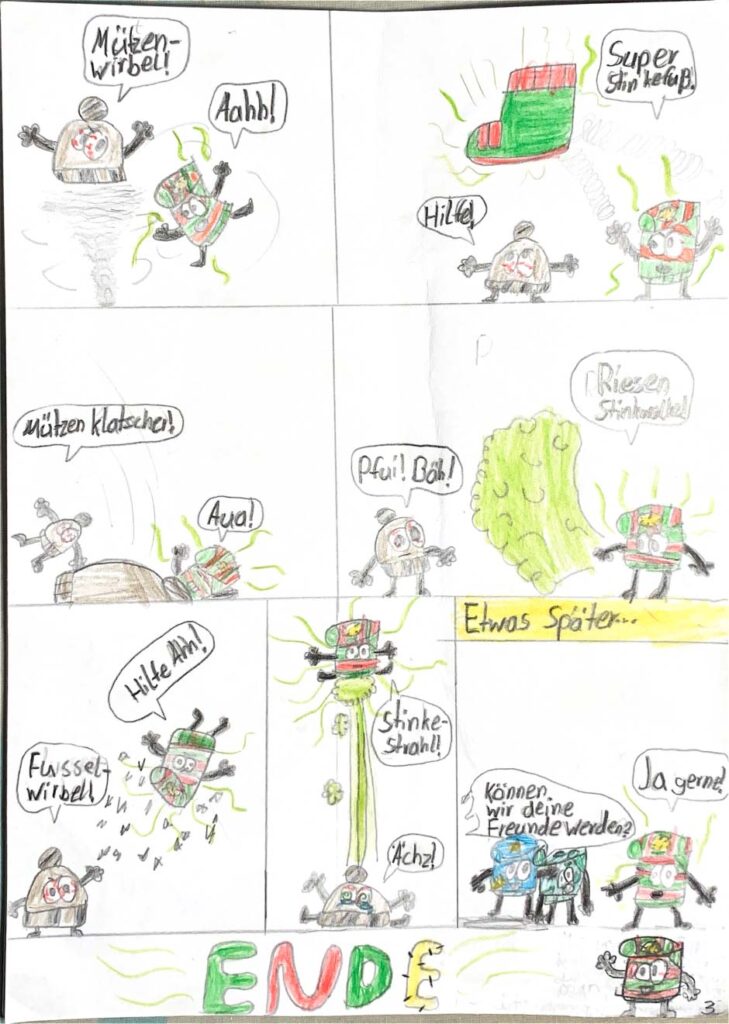 Comic von Lou G., Linus G., Justus C. & Tiago J.G., Rolandschule, Düsseldorf – Bester Comic 9/10 Jahre